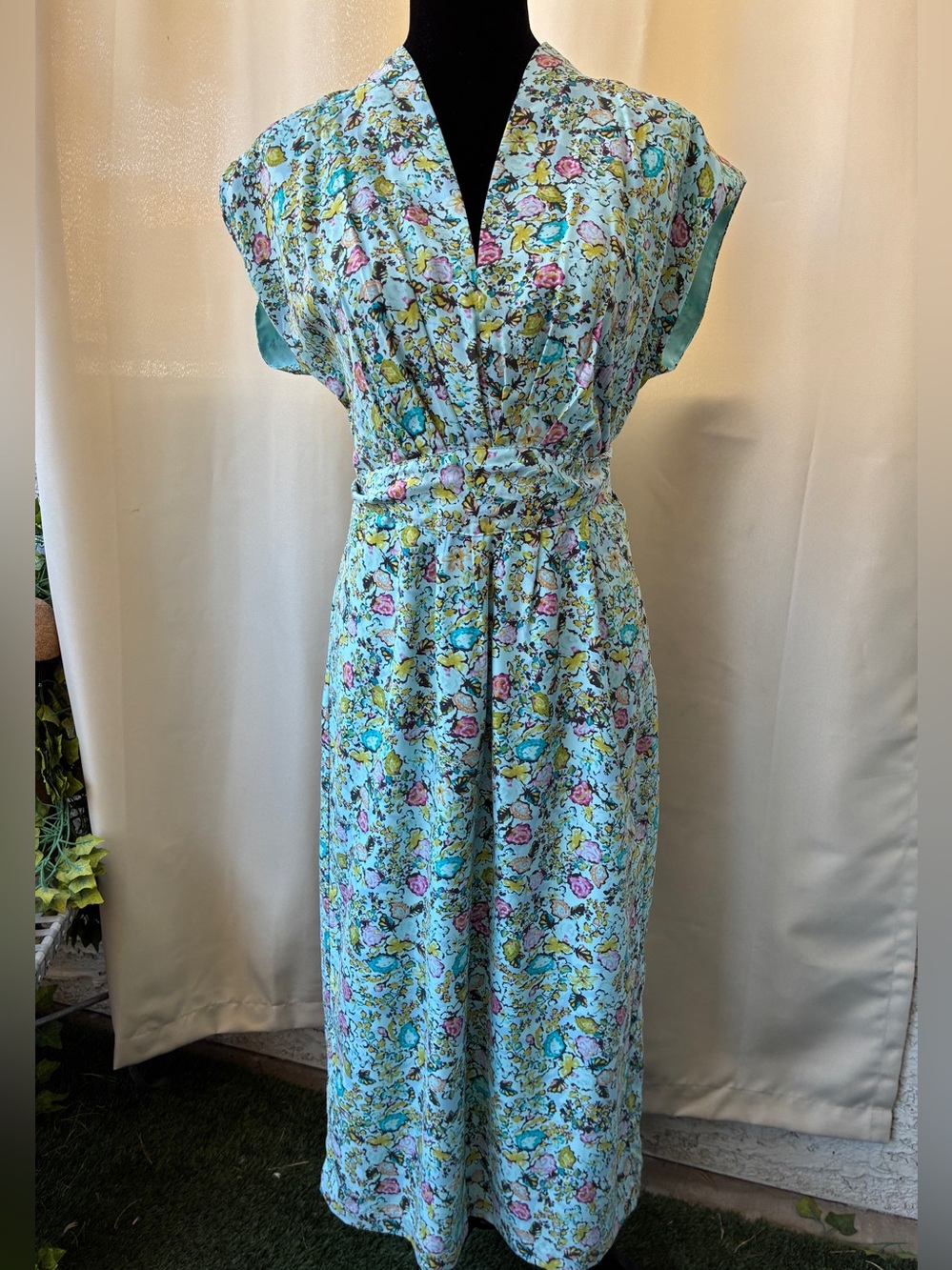Sundance Lily of the Nile Silk Floral Tie Back Midi Dress